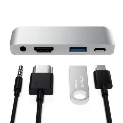 Versatile 4-in-1 USB-C Hub for Video and Presentations connecting HDMI, USB-A, USB-C and audio for mobile professionals