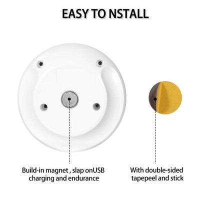 Night Light for Home Safety in Dark Hallways at Night - motion sensor USB rechargeable round night light with built-in magnet and double-sided tape
