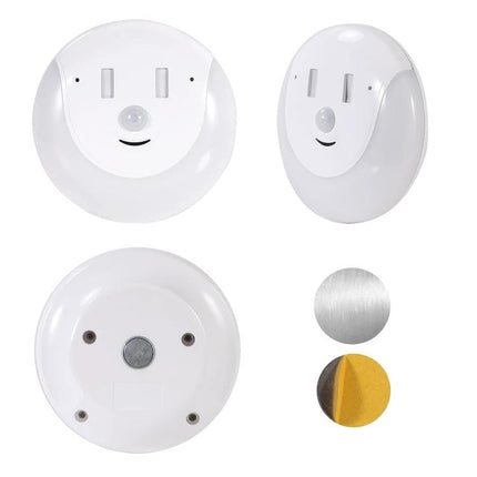 Night Light for Home Safety in Dark Hallways at Night motion sensor plug-in night light showing front and back views for safe nighttime navigation