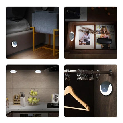 Night Light for Home Safety in Dark Hallways at Night motion sensor LED puck light by bed, under shelf, kitchen counter and closet