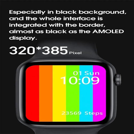 Smart Watch for Everyday Health and Activity Tracking showing colorful watch face, step count, time display and AMOLED-like edge-to-edge screen