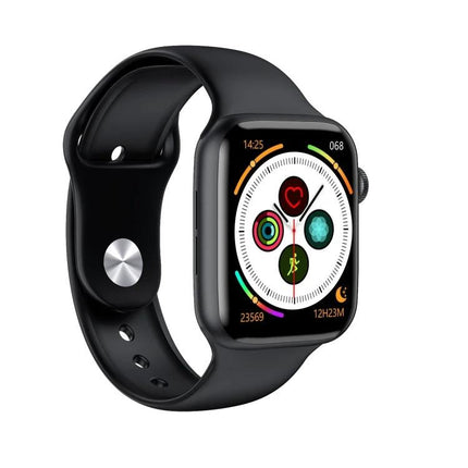 Smart Watch for Everyday Health and Activity Tracking - black fitness smartwatch displaying heart rate, activity rings, and notification icons