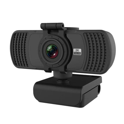 Richwell 360-Degree Rotating Webcam for Video Calls showing 2K lens and clip-on adjustable mount for remote work and online classes
