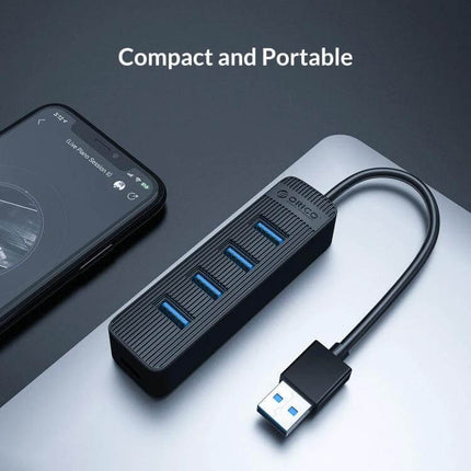 Orico Black 7-Port USB Hub for Connecting Multiple Devices Daily - compact black 7-port USB-A 3.0 hub for keyboards, mice, drives