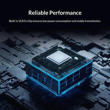 Orico Black 7-Port USB Hub for Connecting Multiple Devices Daily showing built-in VL815 chip and reliable performance visualization