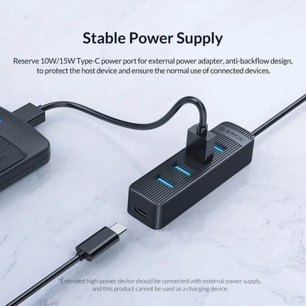 Orico Black 7-Port USB Hub for Connecting Multiple Devices Daily - compact black USB-A 3.0 hub with Type-C power port reducing cable clutter