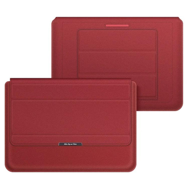 Waterproof PU Leather Universal Laptop Holder Bag for Travel red waterproof PU leather sleeve with built-in stand and breathable design