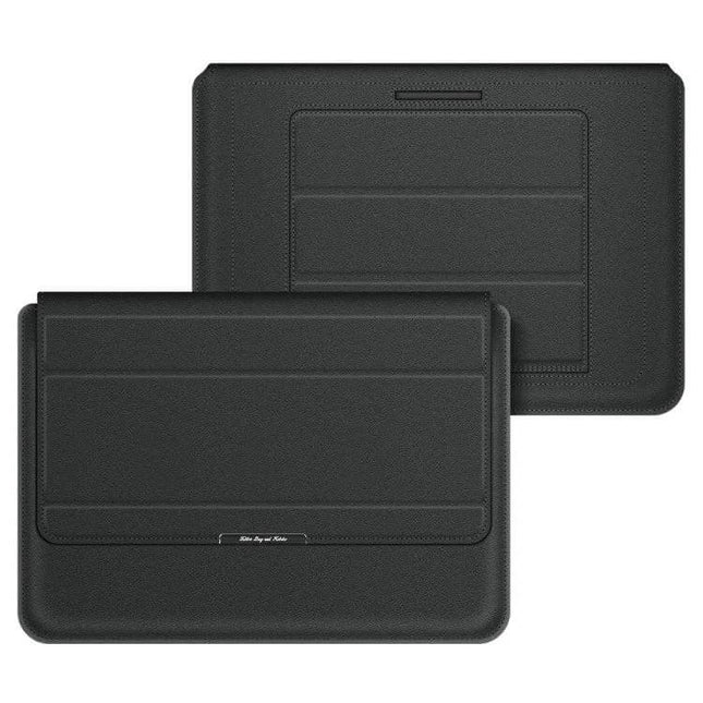 Waterproof PU Leather Universal Laptop Holder Bag for Travel - black breathable travel laptop holder with built-in stand and waterproof PU leather