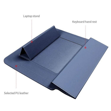 Waterproof PU Leather Universal Laptop Holder Bag for Travel - blue foldable laptop stand and keyboard hand rest