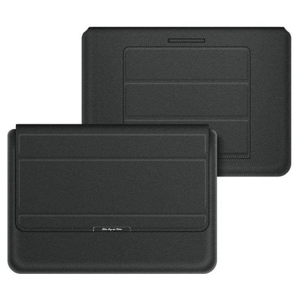 Waterproof PU Leather Universal Laptop Holder Bag for Travel - black foldable travel laptop holder with built-in stand and breathable design