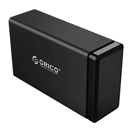 Orico 2-Bay USB Hard Drive Enclosure for Secure Data Storage - black dual-bay external HDD enclosure showing Orico logo