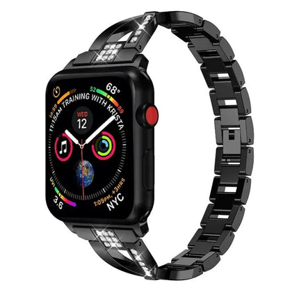 Diamond Studded X Stainless Steel Band Apple Watch 38mm