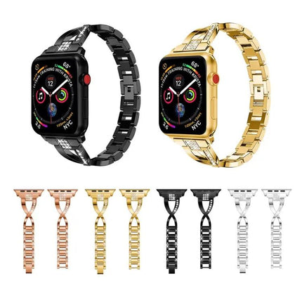 Diamond Studded X Stainless Steel Band Apple Watch 38mm