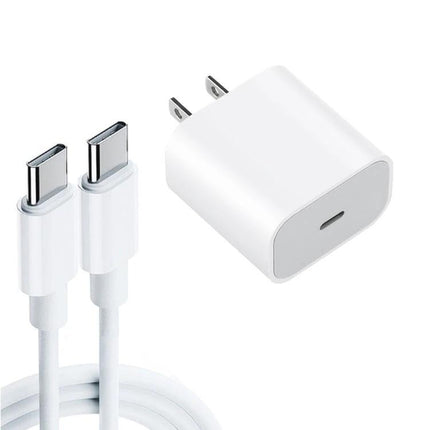 Compact Travel Charger Set for Daily Device Use - white USB-C cable and compact USB-C wall adapter for commuting and light travel