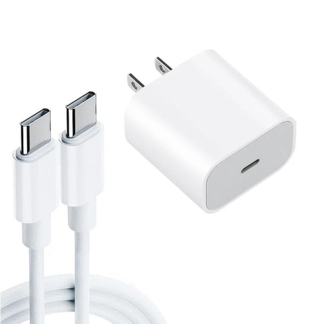 Compact Travel Charger Set for Daily Device Use - white USB-C cable and compact USB-C wall adapter for commuting and light travel