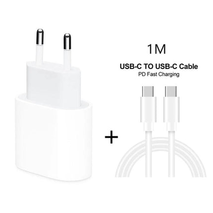 Essential USB-C Travel Charger Set for On-the-Go Needs - white 1M USB-C to USB-C PD fast charging wall charger and cable