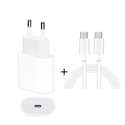 Practical Travel Charger Set for On-the-Go Device Power compact white USB-C wall adapter and dual USB-C cables for travel and commuting