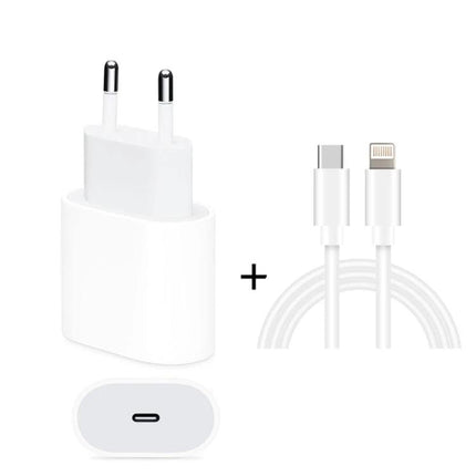 EU Plug Travel Charger Set for Daily Device Charging compact white EU plug and USB-C to Lightning cable for travel and home use