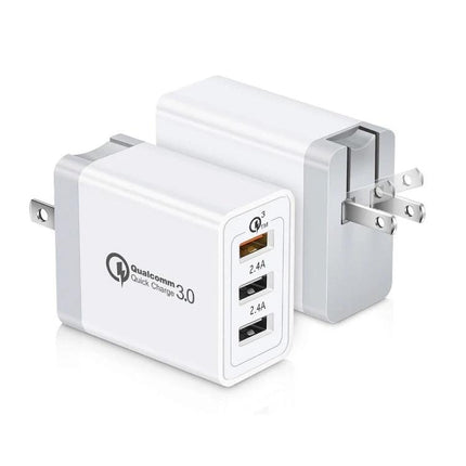 Handy Travel Charger Set for Everyday Device Use white QC3.0 USB multi-port wall charger with Micro USB cable