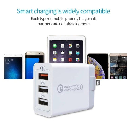 Handy Travel Charger Set for Everyday Device Use with QC3.0 USB and Micro USB cable charging multiple phones and tablet