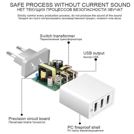 Essential Travel Charger Set for Everyday Device Needs - white multi-port USB adapter with Micro USB cable and internal circuit board