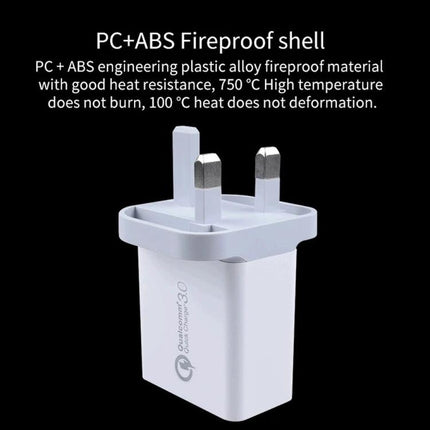 Compact Travel Charger Set for Phones and Tablets on the Go — white multi-port adapter with PC+ABS fireproof shell and Type-C cable included