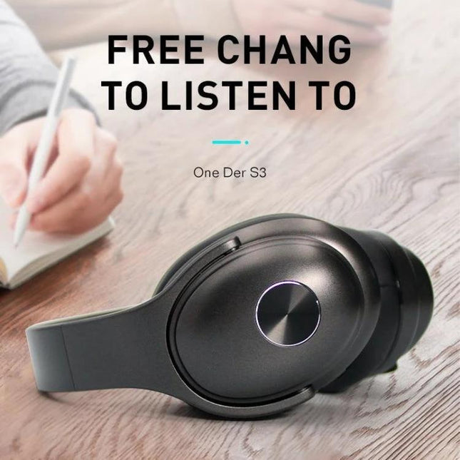 OneDer Wireless Headphones With Convertible Speaker Travel black foldable over-ear headset with mic and on-ear controls