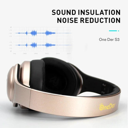 OneDer Wireless Headphones With Convertible Speaker Travel showing foldable over-ear S3 with noise reduction and leather earmuffs