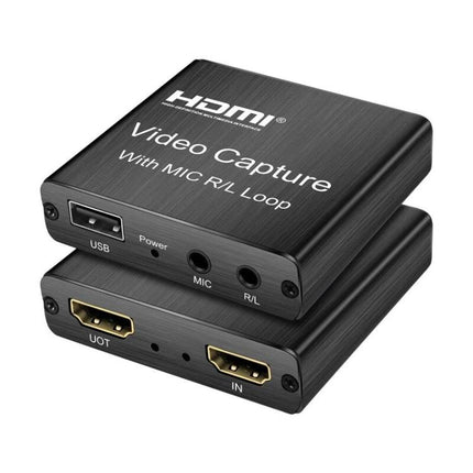USB HDMI Video Capture Card for Computer and Smartphone Recording - compact HDMI-to-USB capture device with MIC and R/L audio ports