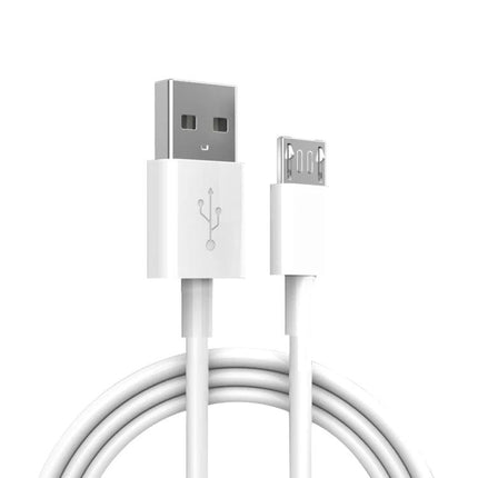 A Versatile 3-Meter Micro USB Cable for Everyday Device Charging - white USB-A to Micro USB cable coiled for desk or car use