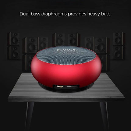 EWA Portable Bluetooth Speaker For Everyday Use With Water Resistant Mesh compact red speaker with metal mesh and heavy bass