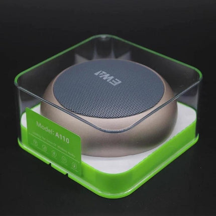 EWA Portable Bluetooth Speaker For Everyday Use With Water Resistant Mesh in compact metal mesh housing, boxed for gifting