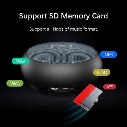 EWA Portable Bluetooth Speaker For Everyday Use With Water Resistant Mesh compact round speaker with SD slot