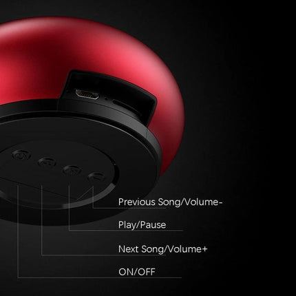 EWA Portable Bluetooth Speaker For Everyday Use With Water Resistant Mesh compact red speaker with control buttons and USB port