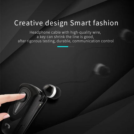 Retractable Bluetooth Headset For Hands Free Commuting silver F930 CSR4.1 with vibration alert dual-device pair and anti-theft cable