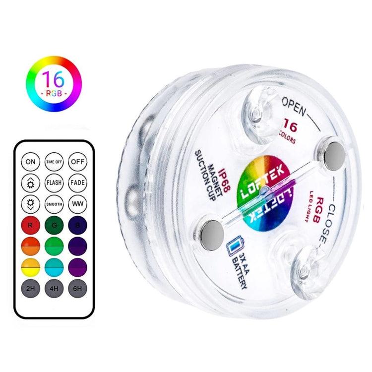 Lámpara subacuática con ventosa regulable para piscina, luz de buceo, 16 colores y 13 LED