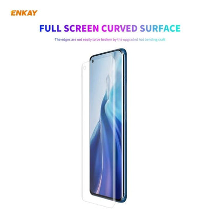 ENKAY Curved PET Screen Protector for Smartphone Daily Use showing full-coverage curved PET film on phone preserving touch and clarity