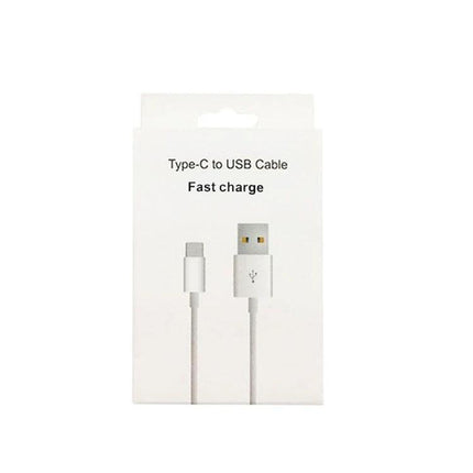 Practical 2-Meter USB to USB-C Cable for Everyday Device Charging — white Type-C to USB fast charge cable in retail packaging