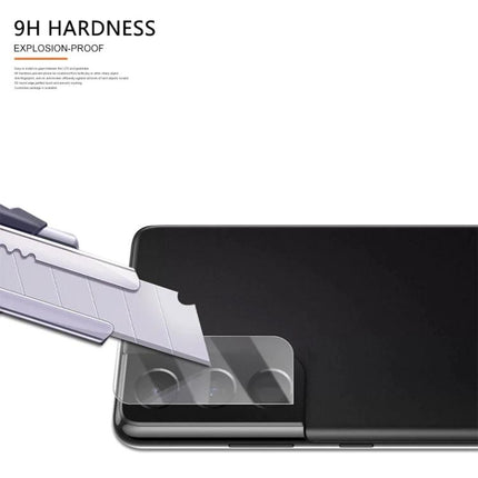 Mocolo Tempered Glass Camera Protector for Galaxy Series showing razor testing scratch resistance on Samsung Galaxy camera lenses