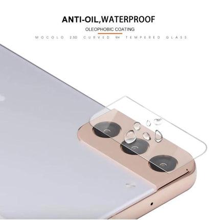 Mocolo Tempered Glass Camera Protector for Samsung Galaxy Series showing oleophobic, anti-oil waterproof shield over phone camera lenses