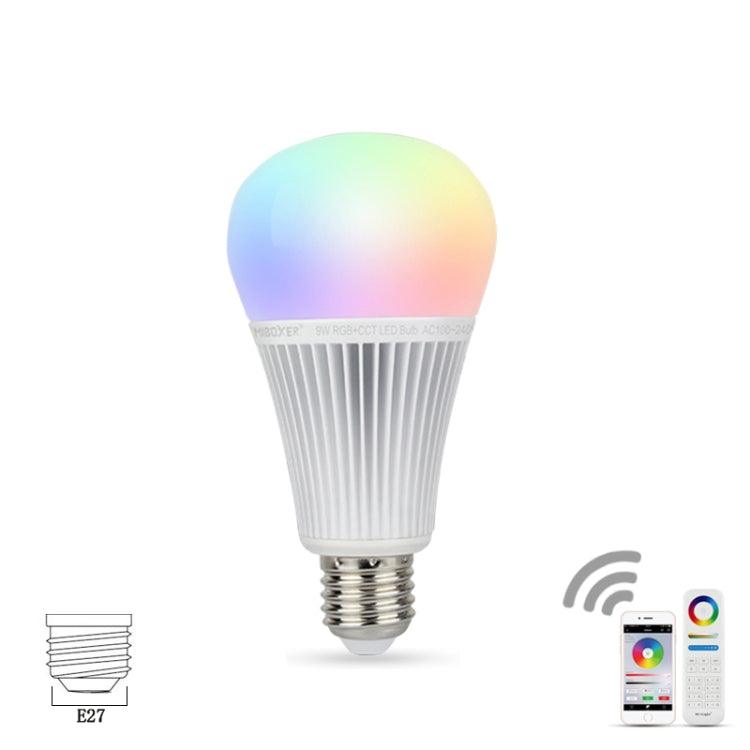 Bombilla LED FUT012 E27 RGB + CCT de 9 W, 100 V-240 V, control remoto a todo color, inteligente, WiFi 2,4 G, inalámbrica