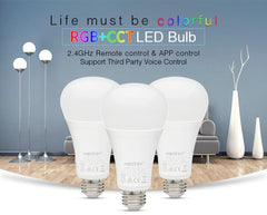 Bombilla LED RGB + CCT FUT105 de 12 W, E27, luz interior, control remoto por aplicación de teléfono inteligente de 2,4 G, para dormitorio y sala de estar, CA 100 ~ 240 V