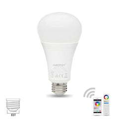 Bombilla LED RGB + CCT FUT105 de 12 W, E27, luz interior, control remoto por aplicación de teléfono inteligente de 2,4 G, para dormitorio y sala de estar, CA 100 ~ 240 V