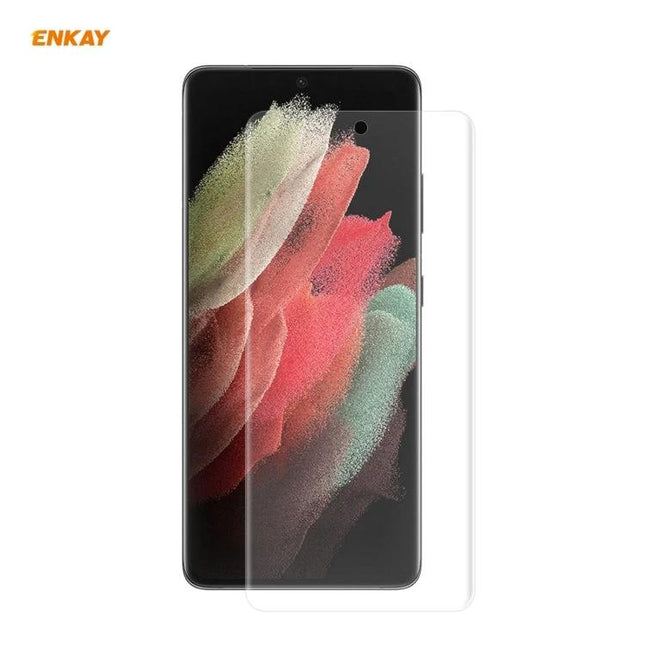 ENKAY Hat Prince Full Screen Protector for Samsung Galaxy Ultra edge-to-edge PET screen protector on Galaxy S21 Ultra, clear anti-scratch display shield