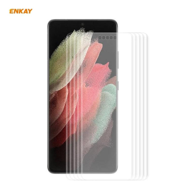 Hat-Prince 5-Pack Screen Protector For Samsung Galaxy Phones, Everyday Scratch Protection - ENKAY clear PET film screen protectors on Galaxy S21 Ultra