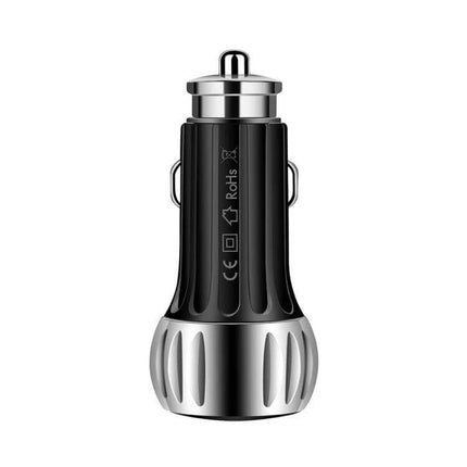 Dual Port USB Car Charger For Smartphones And Tablets In Car Use black metallic compact QC3.0 20W dual-port car charger