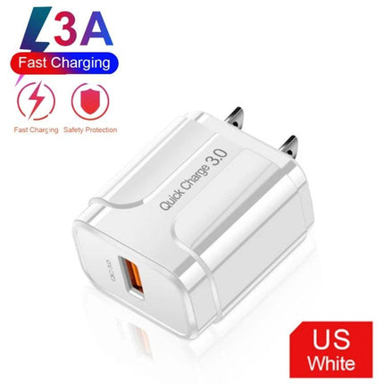 USB Travel Charger for Everyday Device Charging on the Go compact white Quick Charge 3.0 USB wall adapter for smartphones and travel