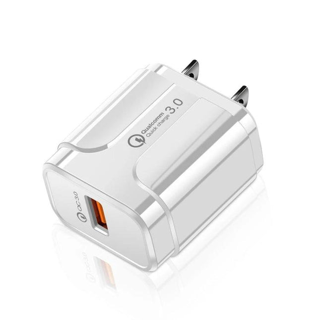 Essential Charger for Travel and Everyday Device Needs - white compact USB wall charger with Quick Charge 3.0 port
