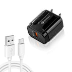 Type-C Data Cable, US Plug / Black