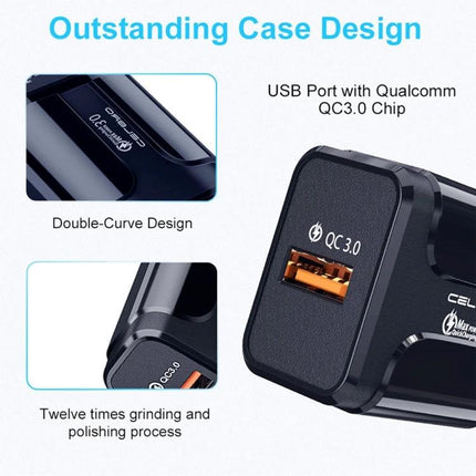 Essential Charger for Travel and Everyday Device Needs - compact QC3.0 USB wall charger with orange fast-charge port and sleek double-curve case design